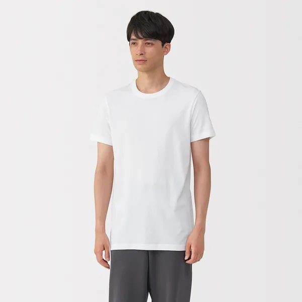 사이드 심리스 크루넥 반소매 티셔츠 2장 세트