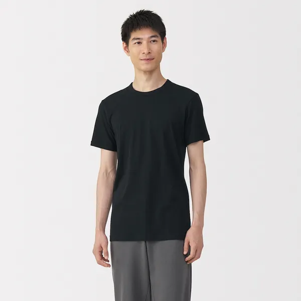 남성 따뜻한 면 크루넥 반소매 티셔츠