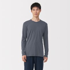 남성 따뜻한 면 크루넥 긴소매 티셔츠