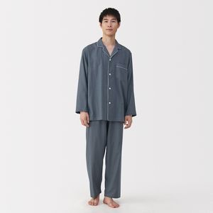 사이드 심리스 이중 가제 긴소매 파자마