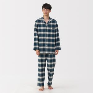 남성 사이드 심리스 플란넬 긴소매 파자마