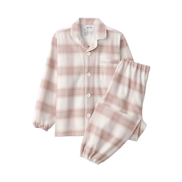 키즈 사이드 심리스 플란넬 긴소매 파자마