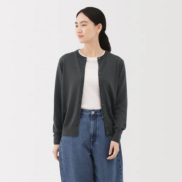 워셔블 울 하이 게이지 크루넥 가디건