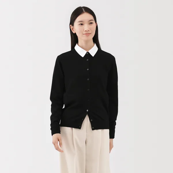 워셔블 울 하이 게이지 크루넥 가디건