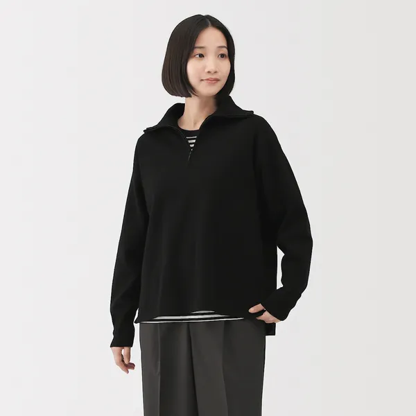 워셔블 밀라노 리브 하프 집업 스웨터