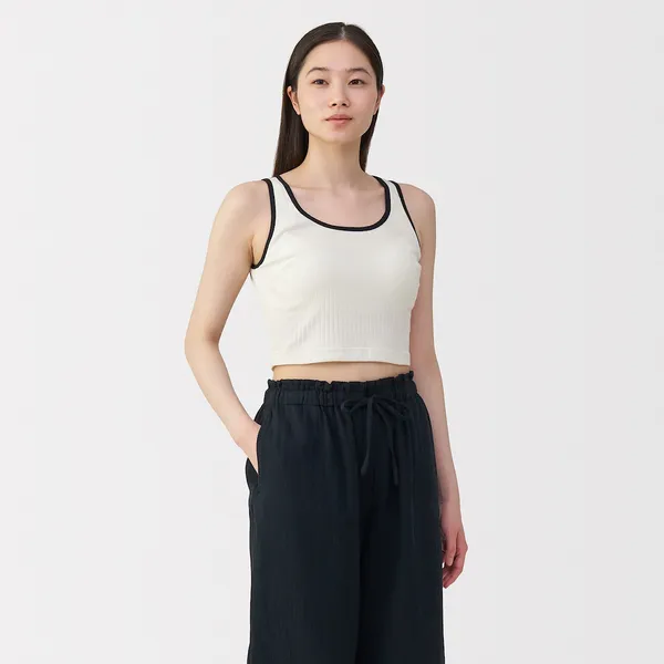 코튼 리브 하프 브라 탱크톱