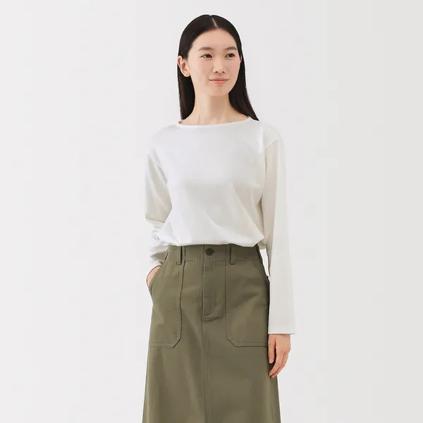 태번수 보트넥 긴소매 티셔츠