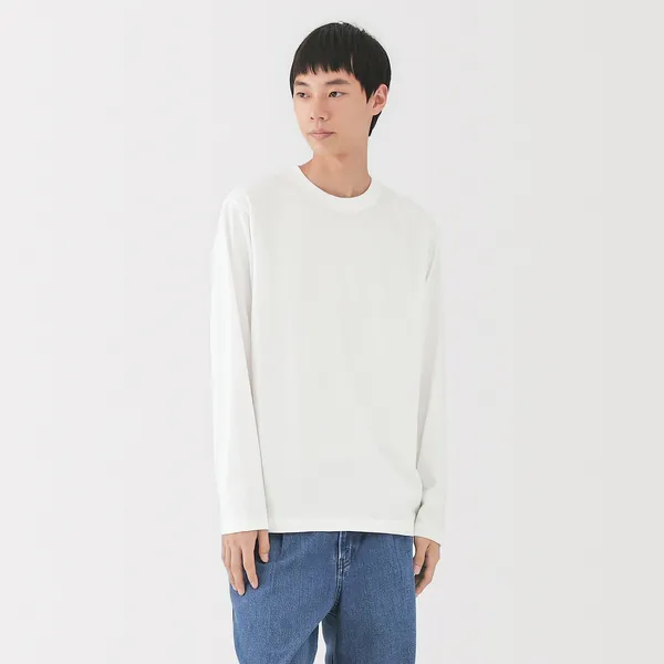 저지 크루넥 긴소매 티셔츠