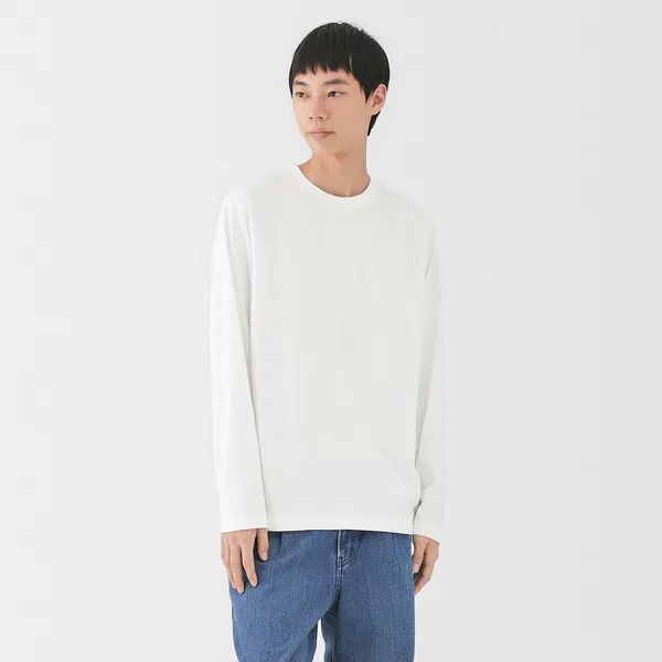 저지 크루넥 긴소매 티셔츠