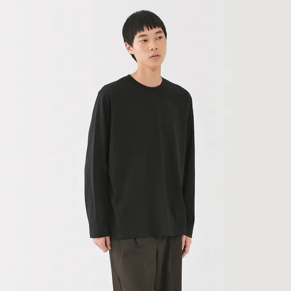 저지 크루넥 긴소매 티셔츠