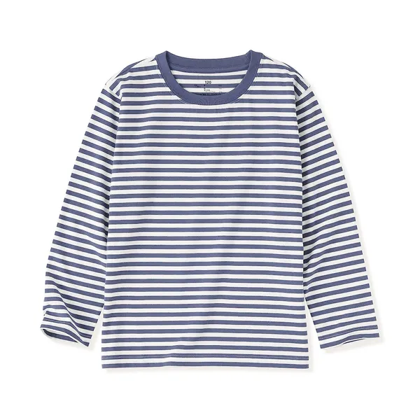 키즈 저지 크루넥 긴소매 티셔츠 보더