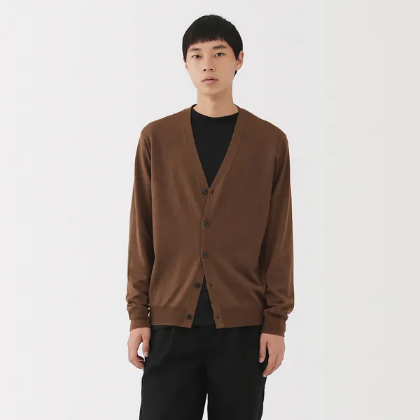 워셔블 울 하이 게이지 V넥 가디건