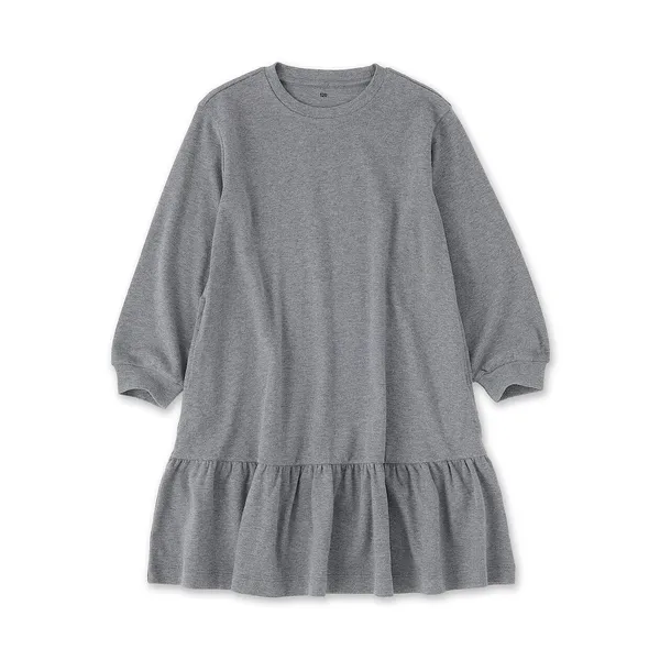 키즈 양면 기모 크루넥 긴소매 원피스