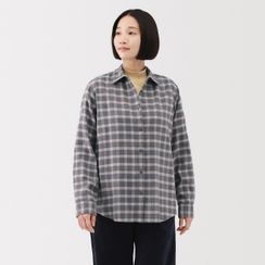 양면 기모 플란넬 레귤러 칼라 긴소매 셔츠