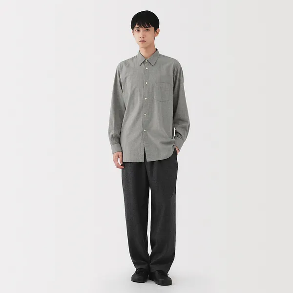 기모 헤링본 레귤러 칼라 셔츠