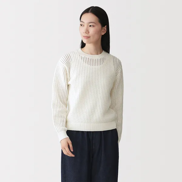 워셔블 메쉬 크루넥 스웨터
