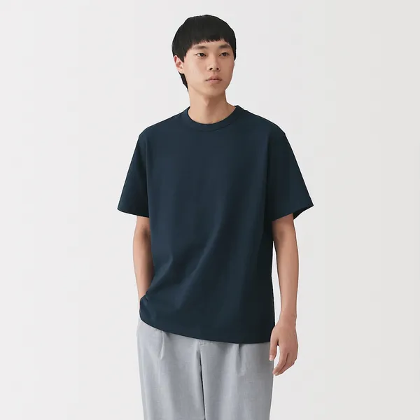 워싱 태번수 크루넥 반소매 티셔츠