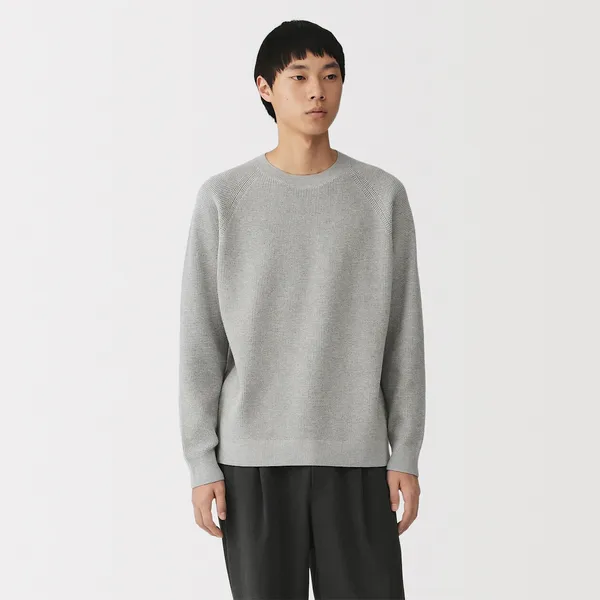 워셔블 와플 니트 크루넥 스웨터