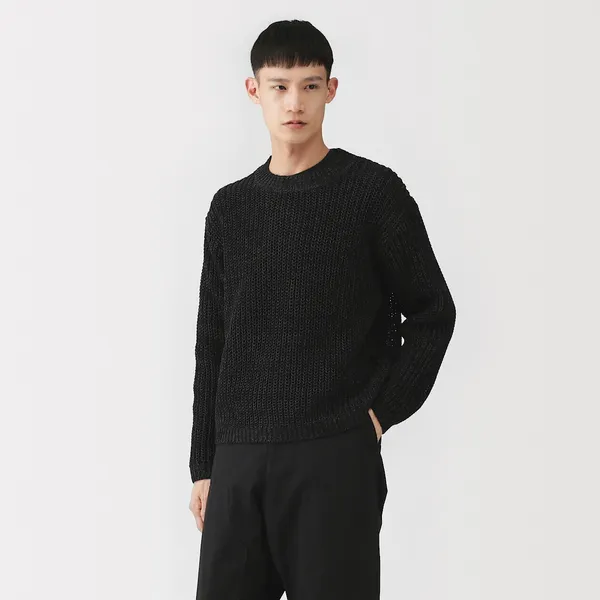 강연 코튼 로우 게이지 긴소매 스웨터