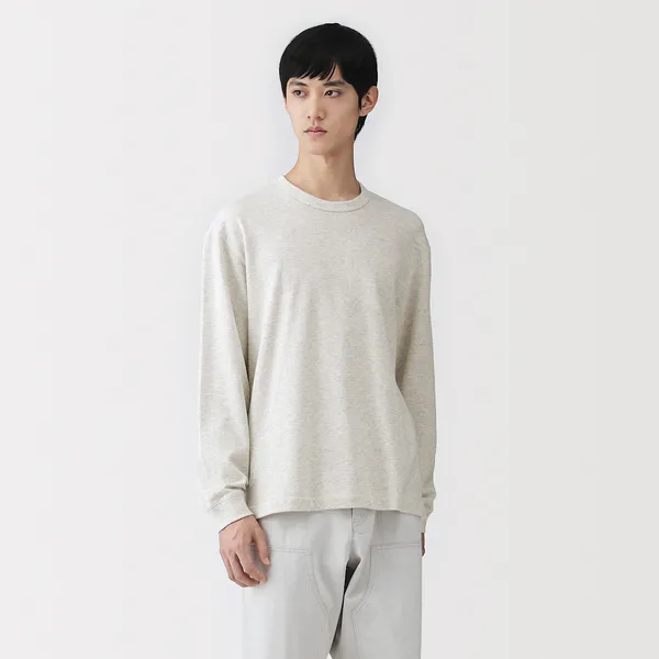 전통방식으로 만든 스웨트 크루넥 긴소매 티셔츠