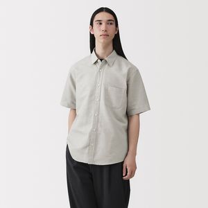 헴프 코튼 레귤러 칼라 반소매 셔츠