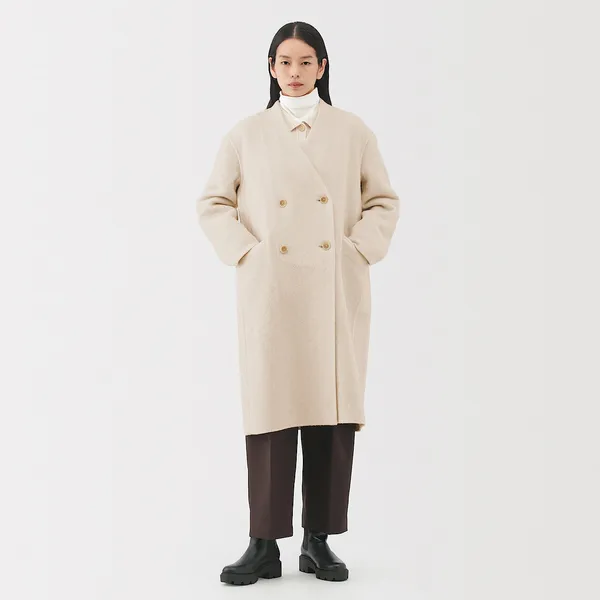캐시미어 혼방 더블 브레스트 코트