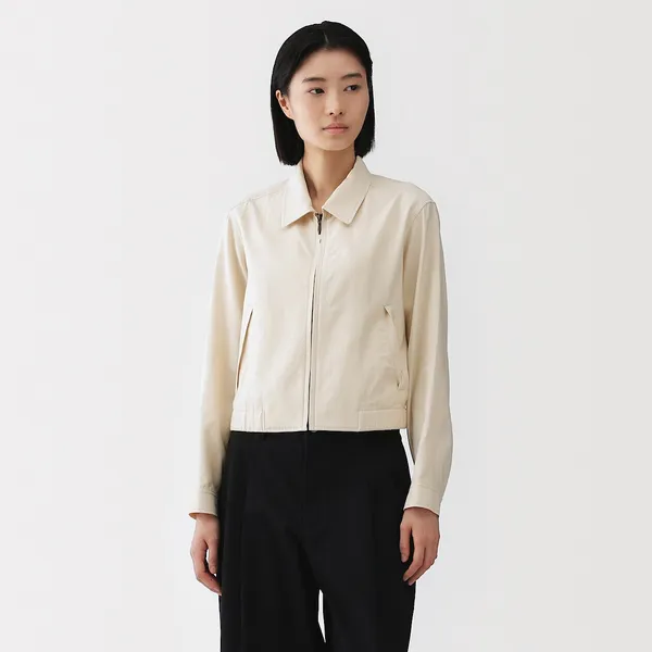 레이온 코튼 칼라 쇼트 블루종