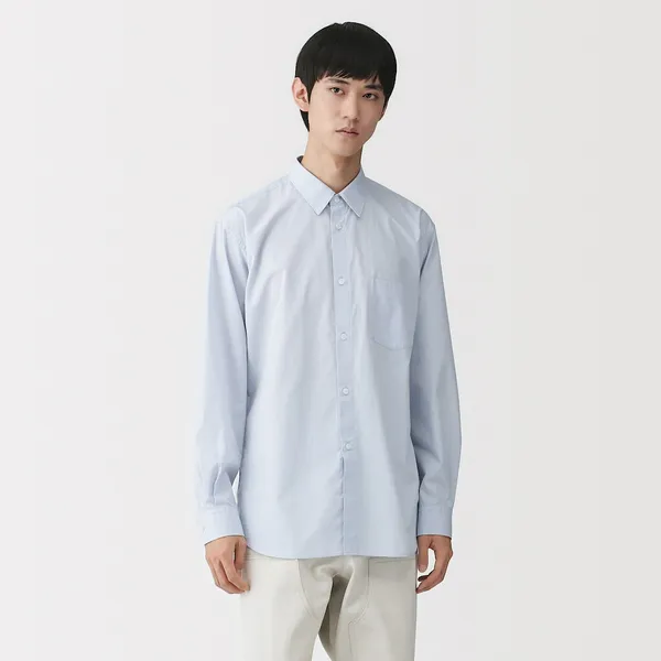 포플린 레귤러 칼라 긴소매 셔츠