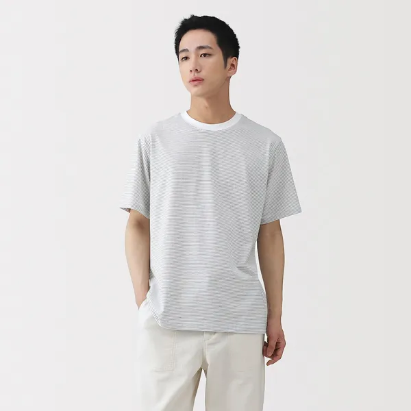 저지 크루넥 반소매 티셔츠