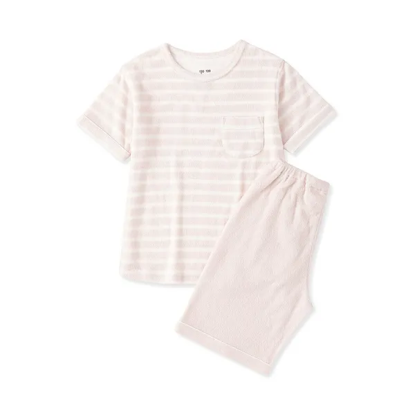 키즈 양면 파일 타월 반소매 룸 웨어 세트