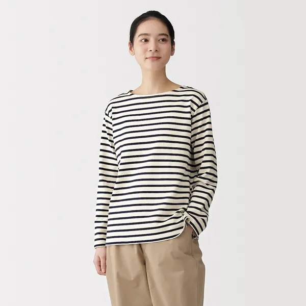 태번수 보트넥 긴소매 티셔츠