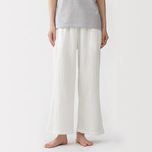 여성 크레이프 가제 롱 팬츠