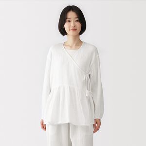 여성 크레이프 가제 쇼트 가디건