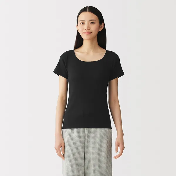 소프트 리브 브라 반소매 티셔츠