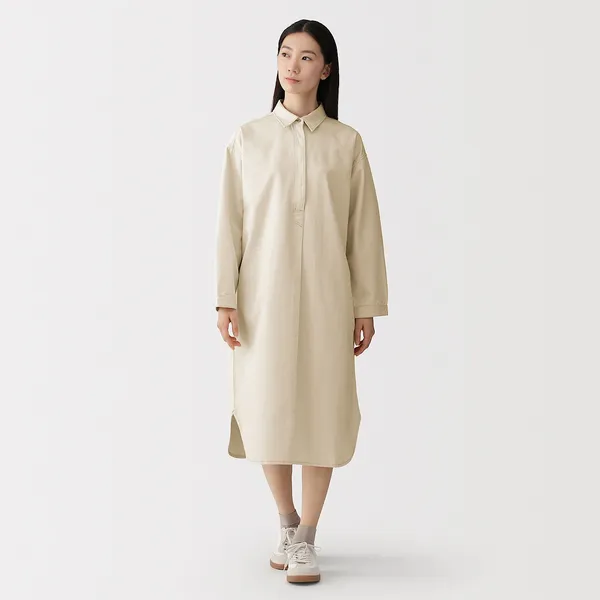 케이폭 혼방 라이트 트윌 긴소매 원피스