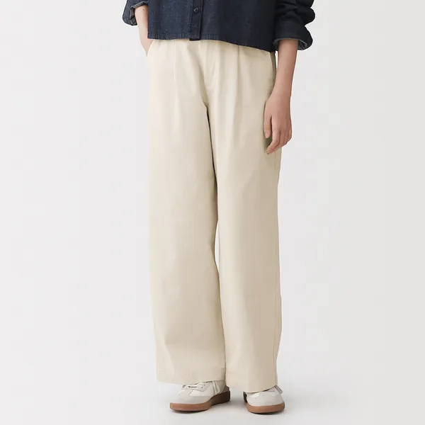 슬러브 치노 턱 와이드 팬츠