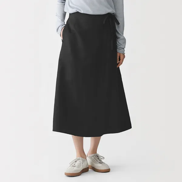 헴프 혼방 트윌 랩 스커트