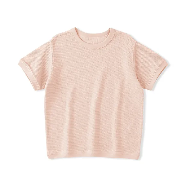 키즈 와플 니트 크루넥 반소매 티셔츠