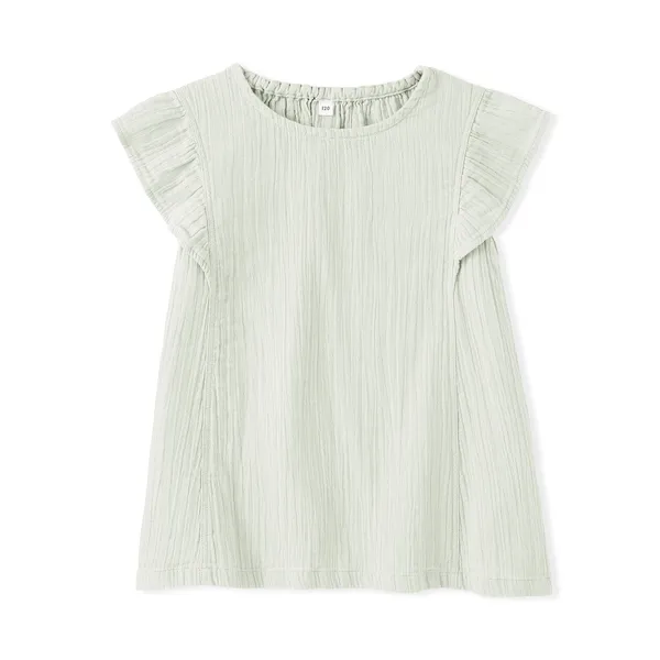 키즈 크레이프 가제 프릴 슬리브 블라우스