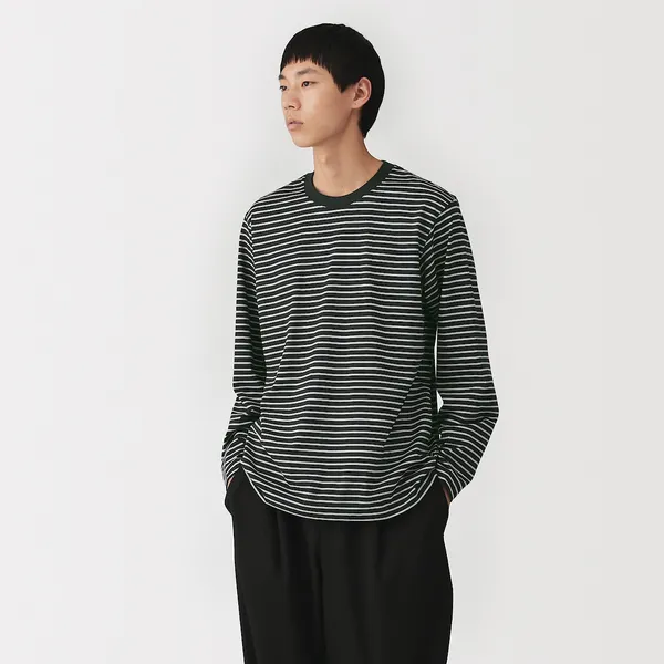 저지 크루넥 긴소매 티셔츠