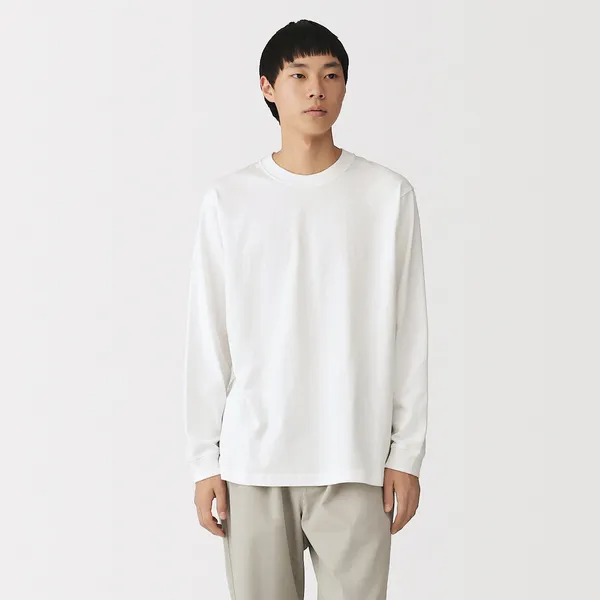 워싱 태번수 크루넥 긴소매 티셔츠