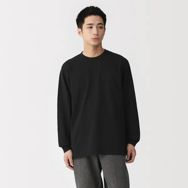 워싱 태번수 크루넥 긴소매 티셔츠