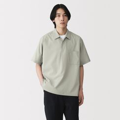 통기성이 좋은 반소매 우븐 폴로 셔츠