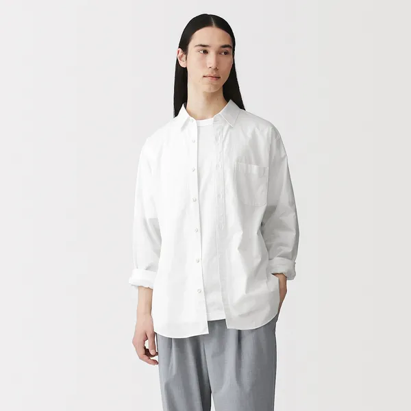 워싱 브로드 레귤러 칼라 긴소매 셔츠