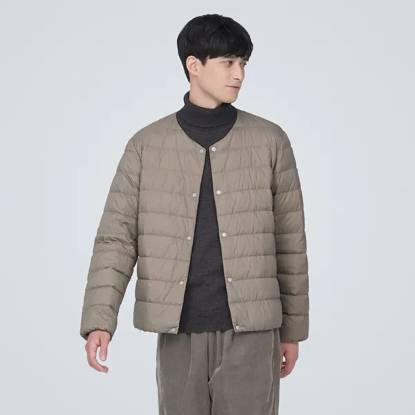 경량다운 정전기 방지 안감 노 칼라 재킷