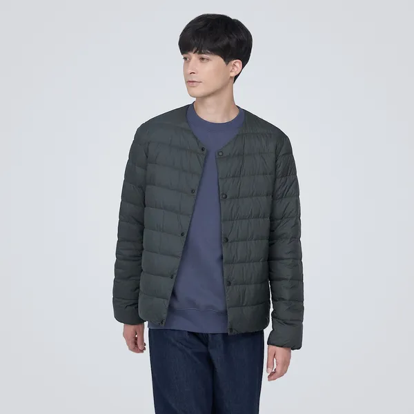 경량다운 정전기 방지 안감 노 칼라 재킷