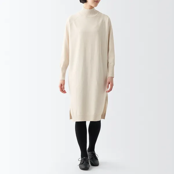 워셔블 니트 하이넥 원피스