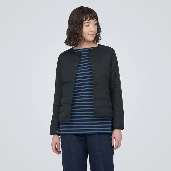 경량다운 정전기 방지 안감 노 칼라 재킷