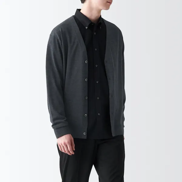 워셔블 울 하이 게이지 V넥 가디건