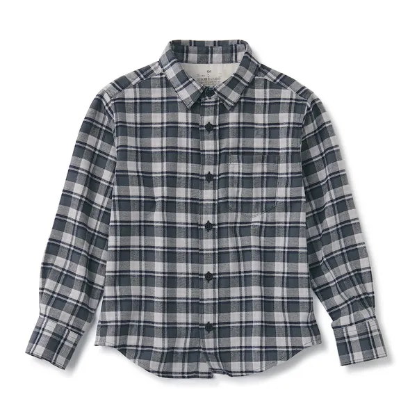 키즈 양면 기모 플란넬 긴소매 셔츠